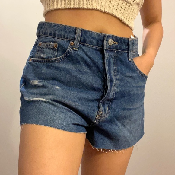 Divided Highwaist Distressed Button fly Jeans cutoff Shorts size US8 - Picture 2 of 14